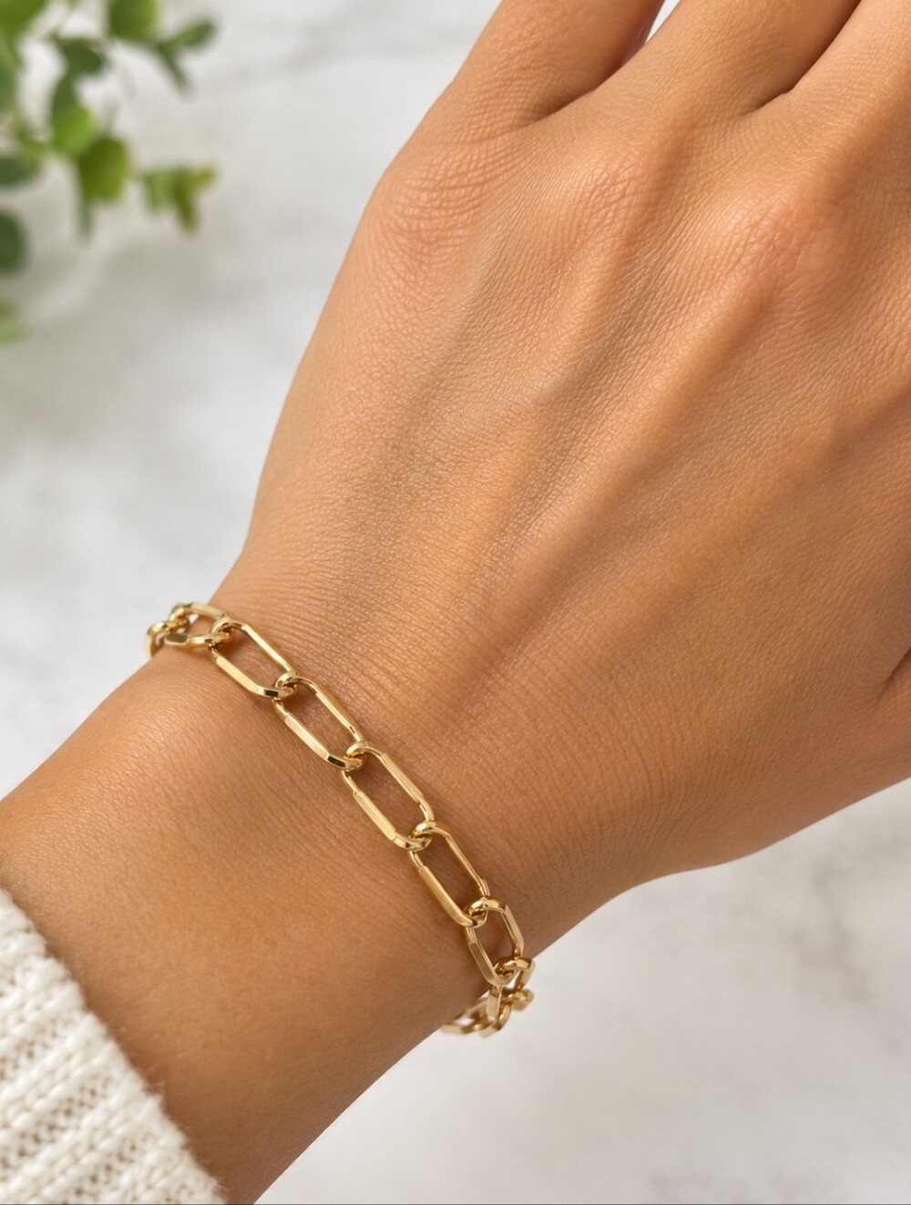 Gold Bracelet Paperclip Chain Classic Fashion Jewelry Traditional Accessories